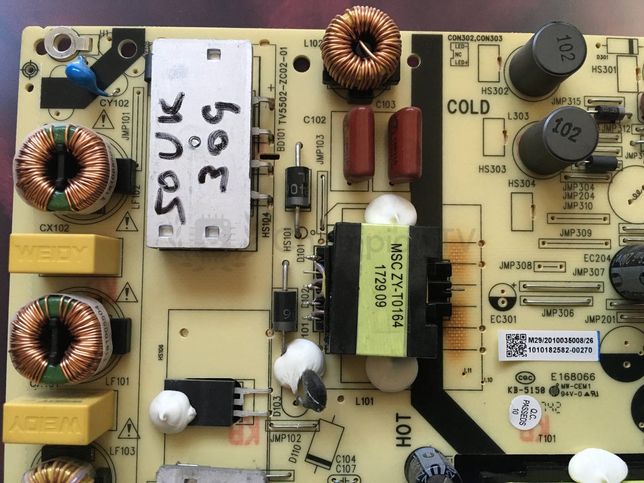 Блок живлення Kivi 50UK30G 1010182582 TV5502-ZC02-01 PSU, б/у