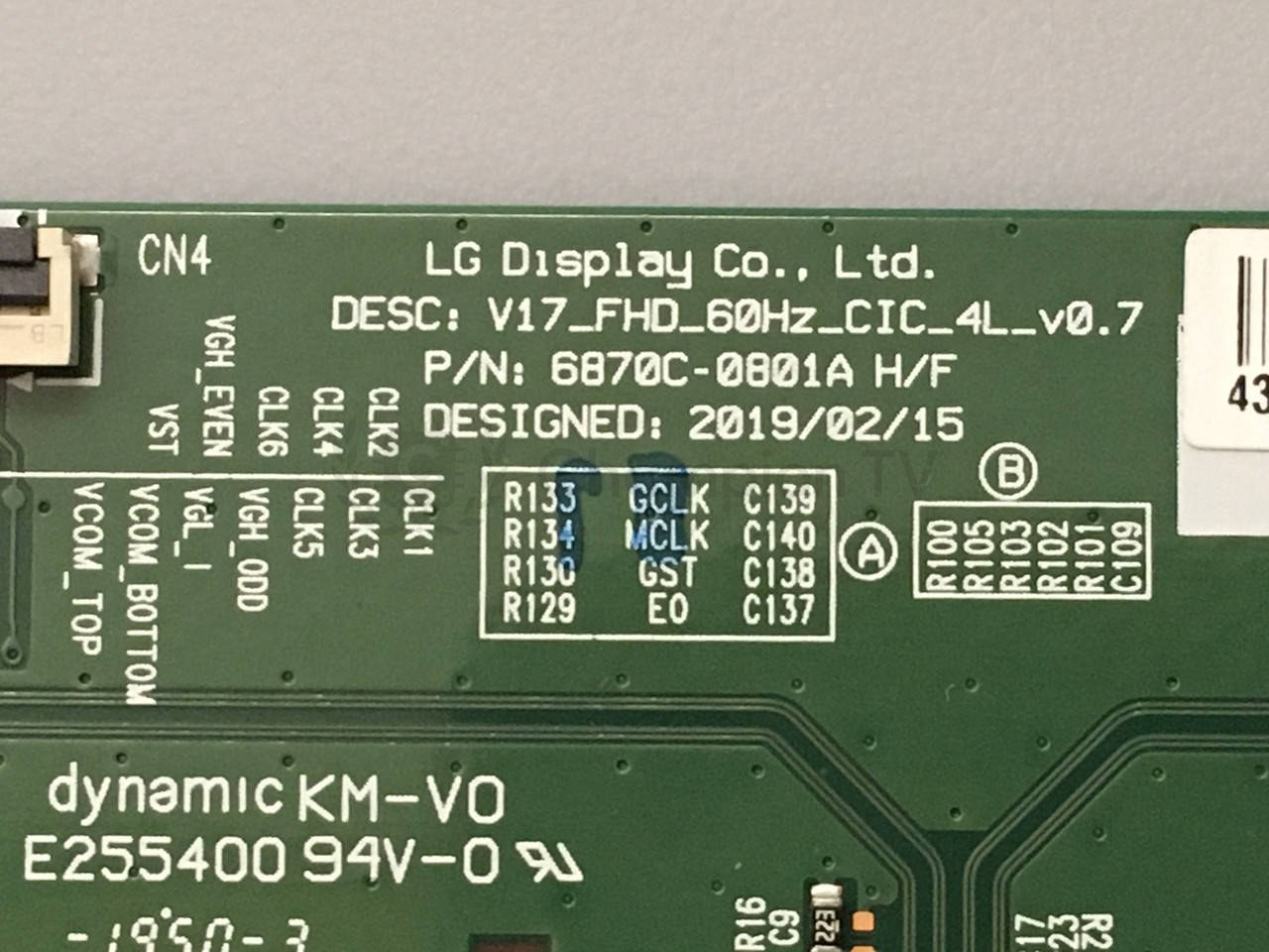 T-con тикон LG 6870C-0801A для HYUNDAI H-LED43ES5004, ONN 100069992, RCA (43 дюйм) плата матриці