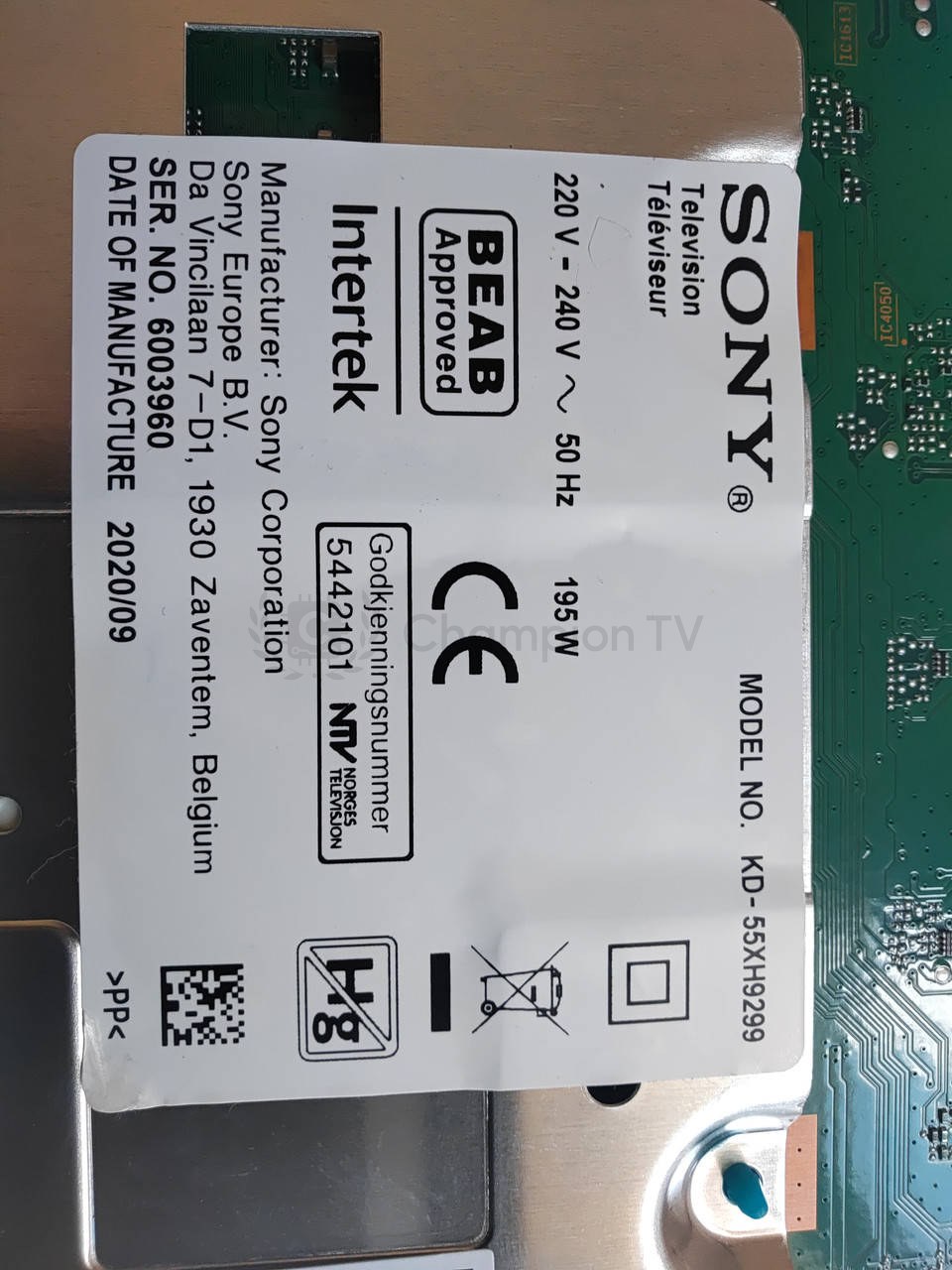 Системна плата Sony 1-006-895-31 для KD-55XH9299 (55 дюйм) mainboard, новий
