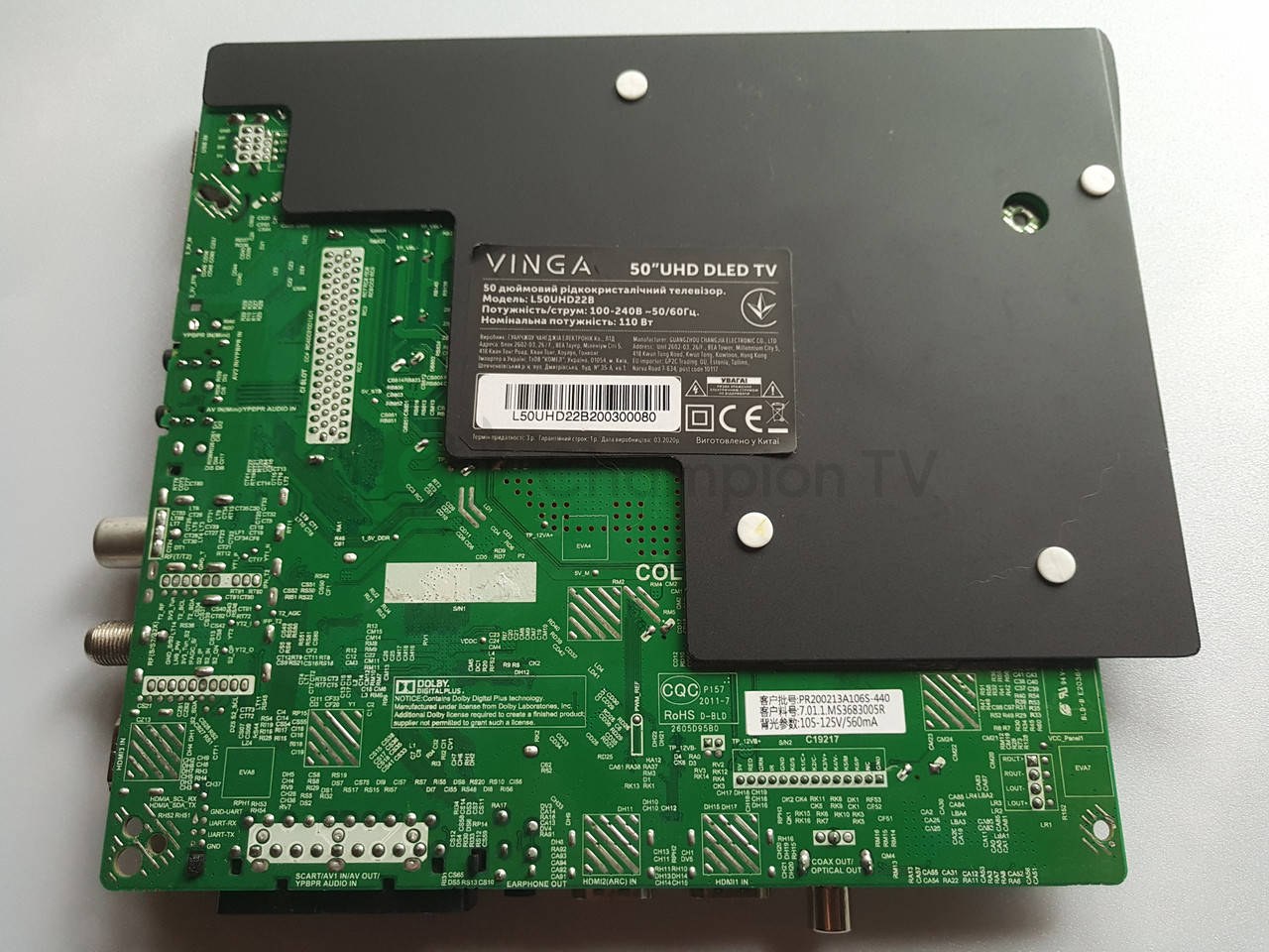 Системна плата VINGA L50UHD22B TP.MS3683B.PC821 50 дюйм mainboard, новий