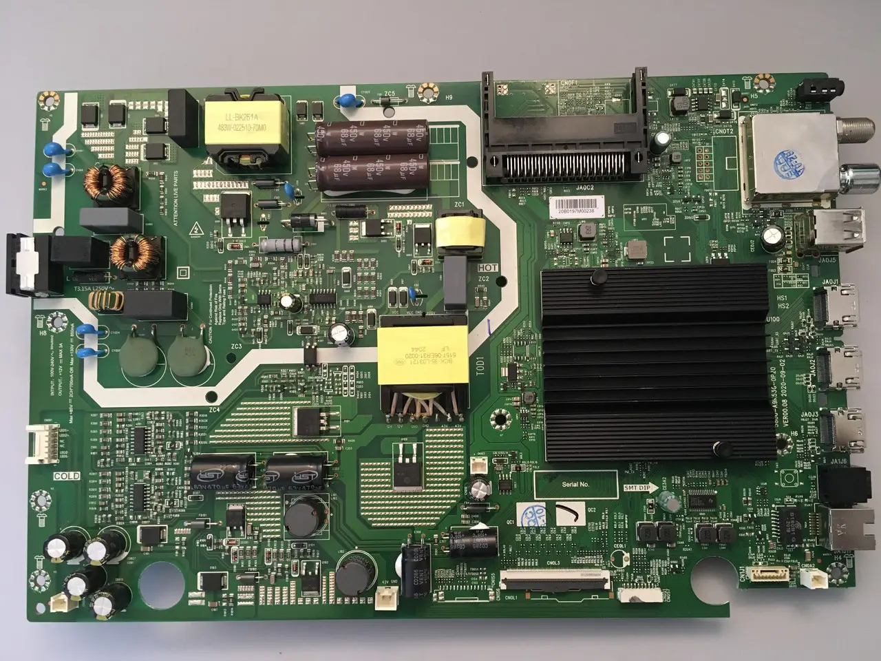 Системна плата телевізора, Mainboard 5800-A9K53G-0P20 VER00.08 SKYWORTH 55G3A, нова, гарантія