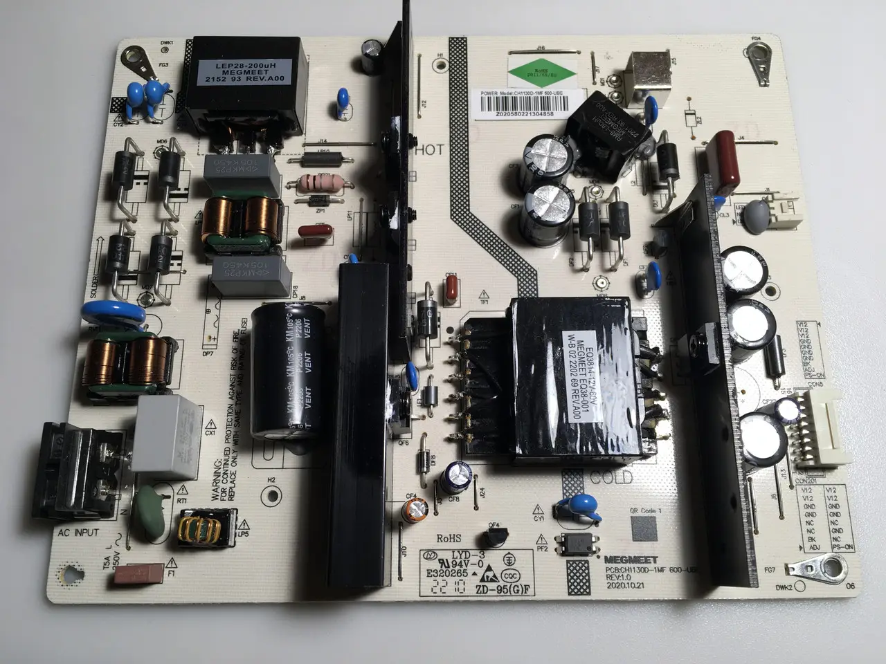 Плата живлення телевізора BLAUPUNKT 50" CH1130D-1MF 600-UBE REV:1.0, нова, гарантія