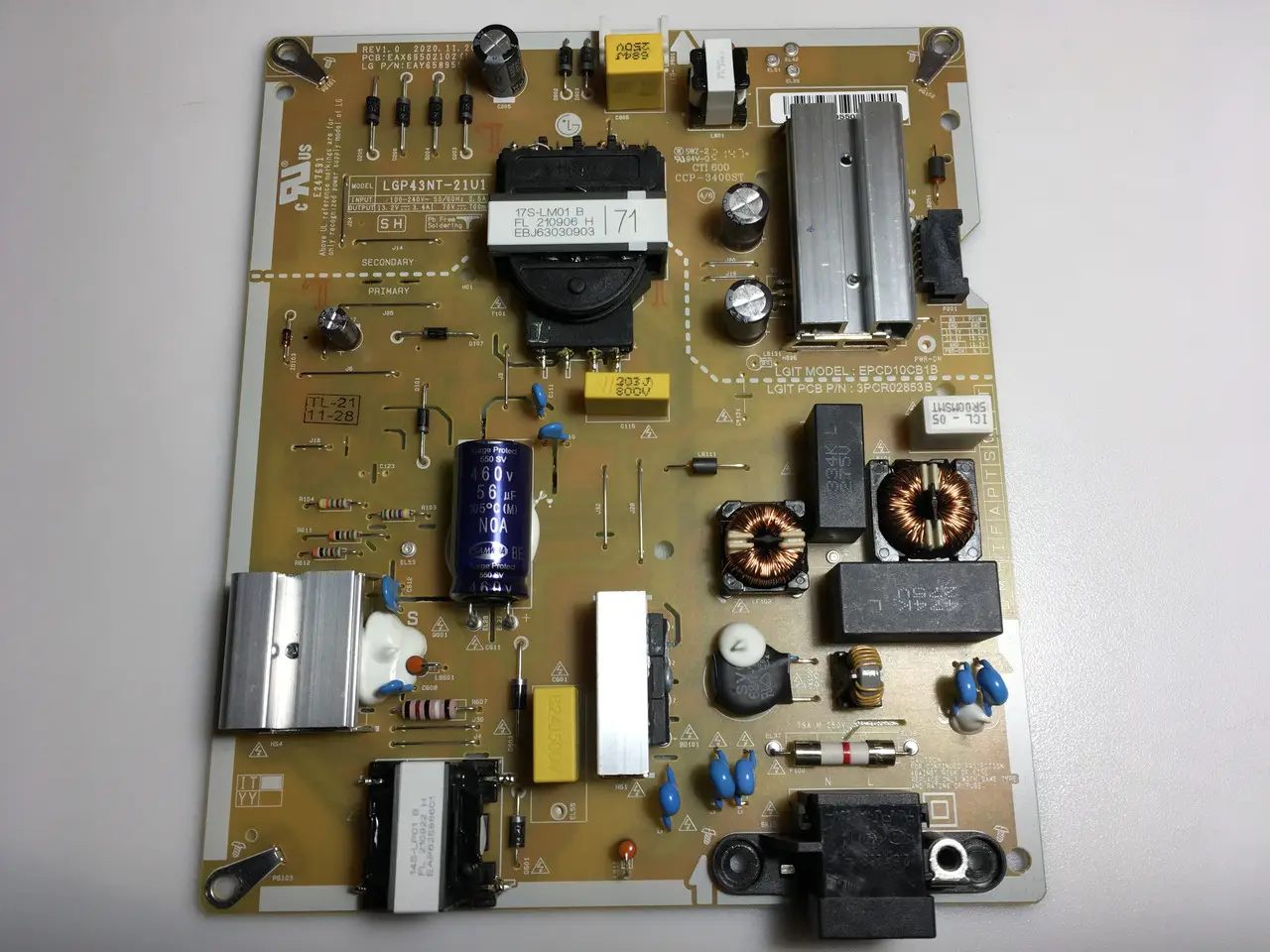 Плата живлення телевізора 43NANO756PA LGP43NT-21U1, EAY65895502, EAX69502102(1.0) нова, гарантія